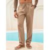 imageRuncati Mens Casual Pants Linen Elastic Waist Drawstring Lightweight Pants Loose Fit Summer Beach Yoga TrouserLight Brown