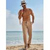 imageRuncati Mens Casual Pants Linen Elastic Waist Drawstring Lightweight Pants Loose Fit Summer Beach Yoga TrouserLight Brown