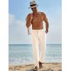 imageRuncati Mens Casual Pants Linen Elastic Waist Drawstring Lightweight Pants Loose Fit Summer Beach Yoga TrouserLight Khaki