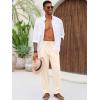 imageRuncati Mens Casual Pants Linen Elastic Waist Drawstring Lightweight Pants Loose Fit Summer Beach Yoga TrouserLight Khaki