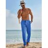imageRuncati Mens Casual Pants Linen Elastic Waist Drawstring Lightweight Pants Loose Fit Summer Beach Yoga TrouserRoyal Blue