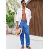 imageRuncati Mens Casual Pants Linen Elastic Waist Drawstring Lightweight Pants Loose Fit Summer Beach Yoga TrouserRoyal Blue