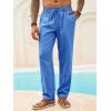 imageRuncati Mens Casual Pants Linen Elastic Waist Drawstring Lightweight Pants Loose Fit Summer Beach Yoga TrouserRoyal Blue