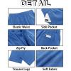 imageRuncati Mens Casual Pants Linen Elastic Waist Drawstring Lightweight Pants Loose Fit Summer Beach Yoga TrouserRoyal Blue