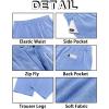 imageRuncati Mens Casual Pants Linen Elastic Waist Drawstring Lightweight Pants Loose Fit Summer Beach Yoga TrouserSky Blue