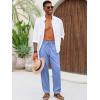 imageRuncati Mens Casual Pants Linen Elastic Waist Drawstring Lightweight Pants Loose Fit Summer Beach Yoga TrouserSky Blue