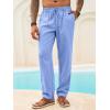 imageRuncati Mens Casual Pants Linen Elastic Waist Drawstring Lightweight Pants Loose Fit Summer Beach Yoga TrouserSky Blue