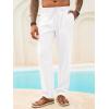 imageRuncati Mens Casual Pants Linen Elastic Waist Drawstring Lightweight Pants Loose Fit Summer Beach Yoga TrouserWhite