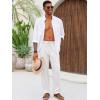 imageRuncati Mens Casual Pants Linen Elastic Waist Drawstring Lightweight Pants Loose Fit Summer Beach Yoga TrouserWhite
