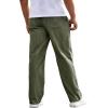 imageRuncati Mens Corduroy Pants Elastic Waist Straight Leg Casual Pleated Pants with PocketsArmy Green