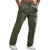 imageRuncati Mens Corduroy Pants Elastic Waist Straight Leg Casual Pleated Pants with PocketsArmy Green
