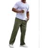 imageRuncati Mens Corduroy Pants Elastic Waist Straight Leg Casual Pleated Pants with PocketsArmy Green