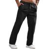 imageRuncati Mens Corduroy Pants Elastic Waist Straight Leg Casual Pleated Pants with PocketsBlack