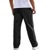 imageRuncati Mens Corduroy Pants Elastic Waist Straight Leg Casual Pleated Pants with PocketsBlack