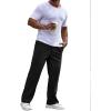 imageRuncati Mens Corduroy Pants Elastic Waist Straight Leg Casual Pleated Pants with PocketsBlack