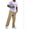 imageRuncati Mens Corduroy Pants Elastic Waist Straight Leg Casual Pleated Pants with PocketsKhaki