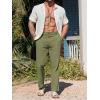 imageRuncati Mens Cotton Linen Pants Elastic Waist Casual Lightweight Loose Fit Beach Yoga PantsArmy Green