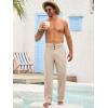 imageRuncati Mens Cotton Linen Pants Elastic Waist Casual Lightweight Loose Fit Beach Yoga PantsBeige