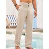 imageRuncati Mens Cotton Linen Pants Elastic Waist Casual Lightweight Loose Fit Beach Yoga PantsBeige