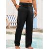 imageRuncati Mens Cotton Linen Pants Elastic Waist Casual Lightweight Loose Fit Beach Yoga PantsBlack