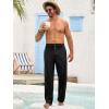 imageRuncati Mens Cotton Linen Pants Elastic Waist Casual Lightweight Loose Fit Beach Yoga PantsBlack