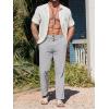 imageRuncati Mens Cotton Linen Pants Elastic Waist Casual Lightweight Loose Fit Beach Yoga PantsGrey