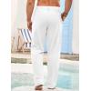 imageRuncati Mens Cotton Linen Pants Elastic Waist Casual Lightweight Loose Fit Beach Yoga PantsWhite