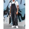 imageRuncati Mens Denim Bib Overalls Jeans Fashion Boot Cut Trousers Casual Slim Fit Adjustable Straps JumpsuitBblack
