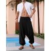 imageRuncati Mens Harem Pants Baggy Hippie Casual Cotton Linen Loose Boho Yoga Beach Drop Crotch TrouserBlack
