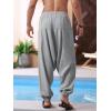 imageRuncati Mens Harem Pants Baggy Hippie Casual Cotton Linen Loose Boho Yoga Beach Drop Crotch TrouserGrey