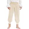 imageMens Medieval Pirate Ankle Pants Viking Renaissance Costume Lace Up Tapered Banded Navigator TrousersBeige