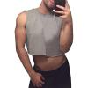 imageMens Workout Cropped Tank Top Plain Vest Lightweight Basic Sleeveless Crop Tops Hot ShirtsGray