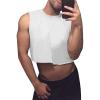 imageMens Workout Cropped Tank Top Plain Vest Lightweight Basic Sleeveless Crop Tops Hot ShirtsWhite