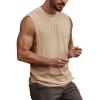 imageMens Workout Cut Off Shirts Perfect Muscle Shirt Bodybuilding Tak Tops Sleeveless Gym T ShirtsKhaki