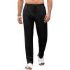 imageRuncati Mens Beach Elastic Waist Pants Casual Lightweight Drawstring Lounge Summer Yoga TrousersBlack