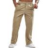 imageRuncati Mens Corduroy Pants Elastic Waist Straight Leg Casual Pleated Pants with PocketsKhaki