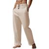 imageRuncati Mens Cotton Linen Pants Elastic Waist Casual Lightweight Loose Fit Beach Yoga PantsBeige