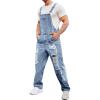 imageRuncati Mens Denim Bib Overalls Jeans Fashion Boot Cut Trousers Casual Slim Fit Adjustable Straps JumpsuitBlight Blue