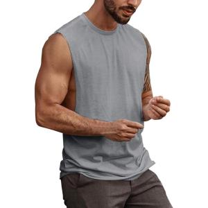 imageMens Workout Cut Off Shirts Perfect Muscle Shirt Bodybuilding Tak Tops Sleeveless Gym T ShirtsGrey
