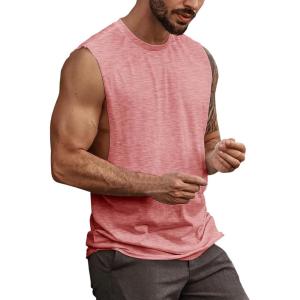 imageMens Workout Cut Off Shirts Perfect Muscle Shirt Bodybuilding Tak Tops Sleeveless Gym T ShirtsPink