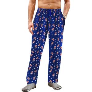 imageRuncati Mens Christmas Pajama Pants Fleece PJ Lounge Pants Holiday Party SleepwearNavy Blue