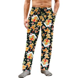 imageRuncati Mens Christmas Pajama Pants Fleece PJ Lounge Pants Holiday Party SleepwearYellow