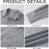 imageMens Button Down Shirt Linen Cotton Shirts Casual Long Sleeve Spread Collar Lightweight Beach Plain Tops01 Gray