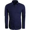 imageMens Button Down Shirt Linen Cotton Shirts Casual Long Sleeve Spread Collar Lightweight Beach Plain Tops01 Navy