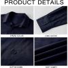 imageMens Button Down Shirt Linen Cotton Shirts Casual Long Sleeve Spread Collar Lightweight Beach Plain Tops01 Navy