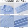 imageMens Button Down Shirt Linen Cotton Shirts Casual Long Sleeve Spread Collar Lightweight Beach Plain Tops01 Sky Blue