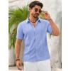 imageRuncati Mens Button Down Guayabera Shirts Short Sleeve Cuban Casual Summer Linen Shirt Beach Mexican Hippie Wedding TopsBaby Blue