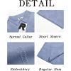 imageRuncati Mens Button Down Guayabera Shirts Short Sleeve Cuban Casual Summer Linen Shirt Beach Mexican Hippie Wedding TopsBlue