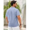 imageRuncati Mens Button Down Guayabera Shirts Short Sleeve Cuban Casual Summer Linen Shirt Beach Mexican Hippie Wedding TopsBlue