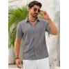 imageRuncati Mens Button Down Guayabera Shirts Short Sleeve Cuban Casual Summer Linen Shirt Beach Mexican Hippie Wedding TopsDark Grey